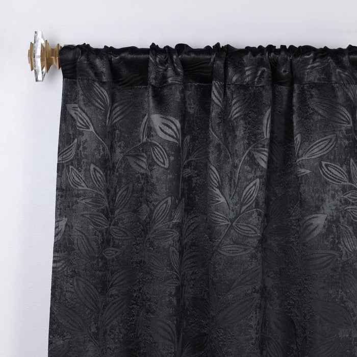 Leaves Rod Pocket Room Darkening Blackout Curtains, Set of 2