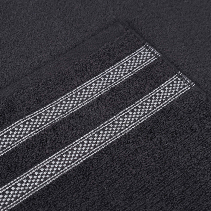 Zero Twist Cotton Ribbed Geometric Border Plush Bath Sheet Set of 2