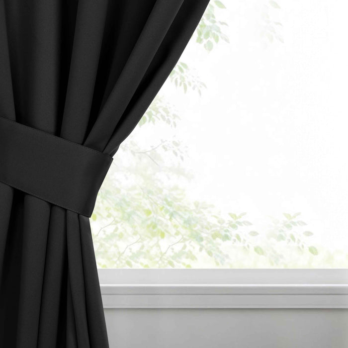 Solid Machine Washable Room Darkening Blackout Curtains, Set of 2