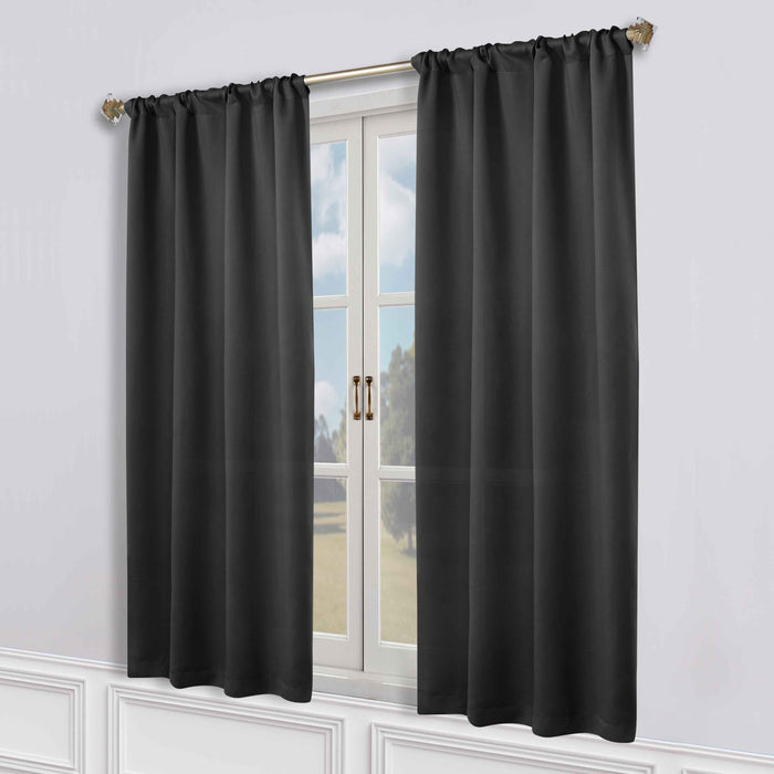 Solid Machine Washable Room Darkening Blackout Curtains, Set of 2