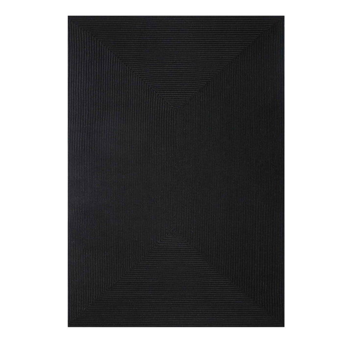 Bohemian Rectangle Indoor Outdoor Rugs Solid Braided Area Rug - Black