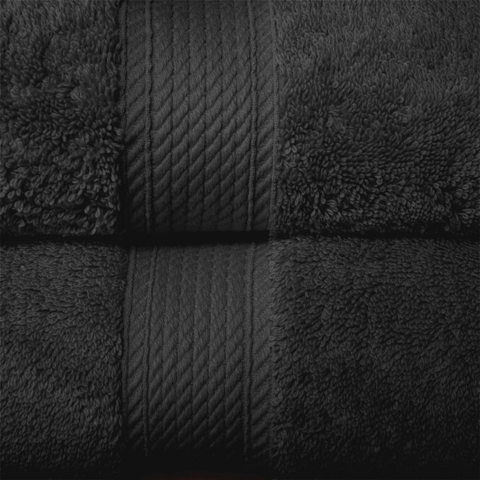 Egyptian Cotton Pile Plush Heavyweight Bath Towel Set of 2 - Black