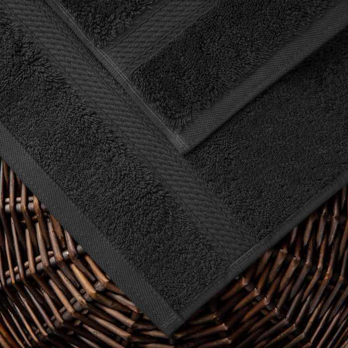 Egyptian Cotton Pile Plush Heavyweight Absorbent 3 Piece Towel Set - Black
