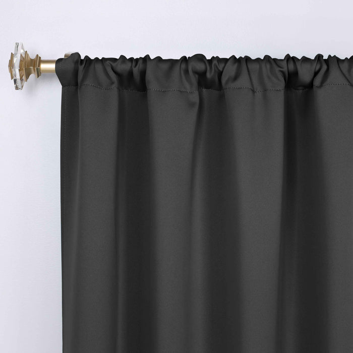 Solid Machine Washable Room Darkening Blackout Curtains, Set of 2