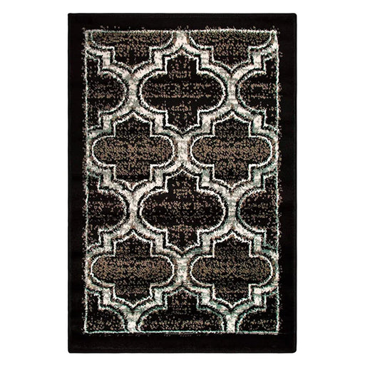 Bohemian Geometric Trellis Lattice Indoor Area Rug - Black