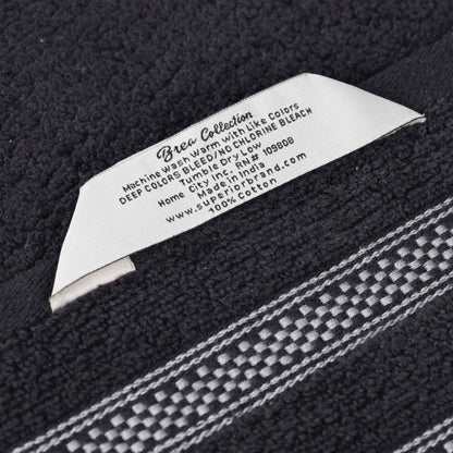 Zero Twist Cotton Ribbed Geometric Border Plush 9 Piece Towel Set - Blue Nile Mills