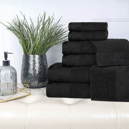 Wisteria Cotton Floral Embroidered Jacquard Border 8-Piece Towel Set - Blue Nile Mills