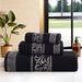 Athens Cotton Greek Scroll and Floral 3-Piece Assorted Towel Set - Black-Chrome