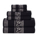 Athens Cotton Greek Scroll and Floral 6-Piece Assorted Towel Set - Black-Chrome