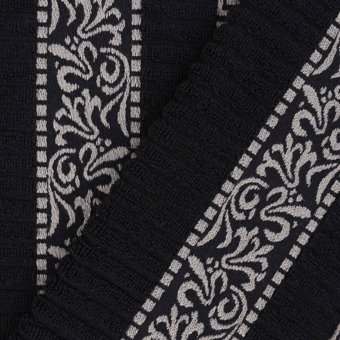 Athens Cotton Greek Scroll and Floral 3-Piece Assorted Towel Set - Black-Chrome