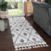 Serafina Boho Tribal Geometric Indoor Shag Area Rug with Tassels - Black/Cream