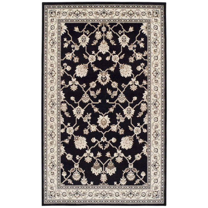 Kingfield Traditional Floral Indoor Area Rug Or Runner Rug - Black