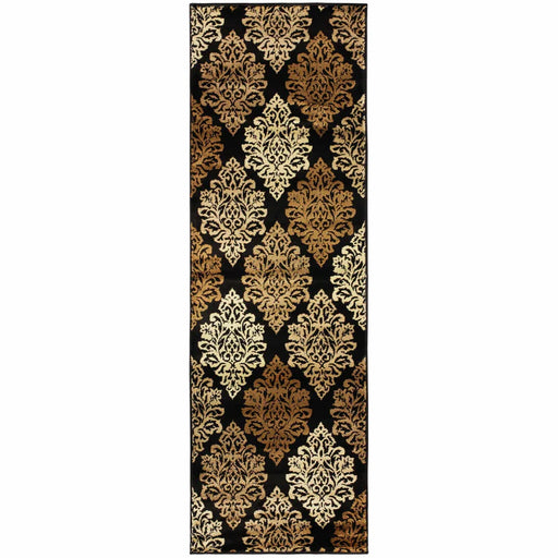 Danvers Contemporary Floral Damask Indoor Area Rug - Black