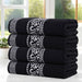 Athens Cotton Greek Scroll and Floral 4 Piece Assorted Bath Towel Set - Black-White