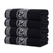 Athens Cotton Greek Scroll and Floral 4 Piece Assorted Bath Towel Set - Black-White