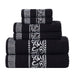 Athens Cotton Greek Scroll and Floral 6-Piece Assorted Towel Set - Black-White