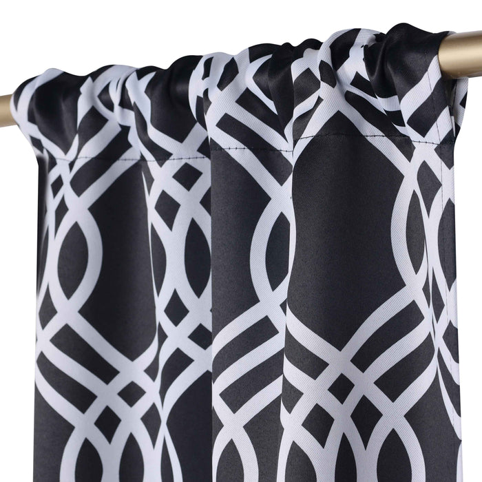 Ribbon Trellis Washable Room Darkening Blackout Curtain Panel Set