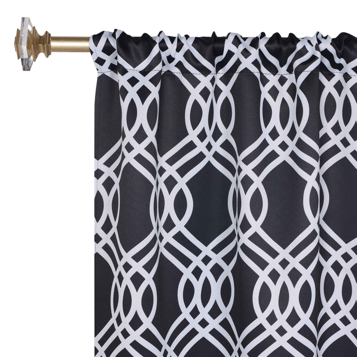 Ribbon Trellis Washable Room Darkening Blackout Curtain Panel Set