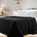 Classic Solid Fleece Plush Medium Weight Fluffy Soft Blanket - Black