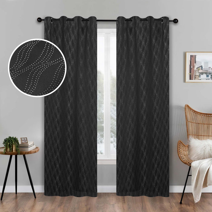 Zuri Textured Washable Room Darkening Blackout Curtain Panel Set