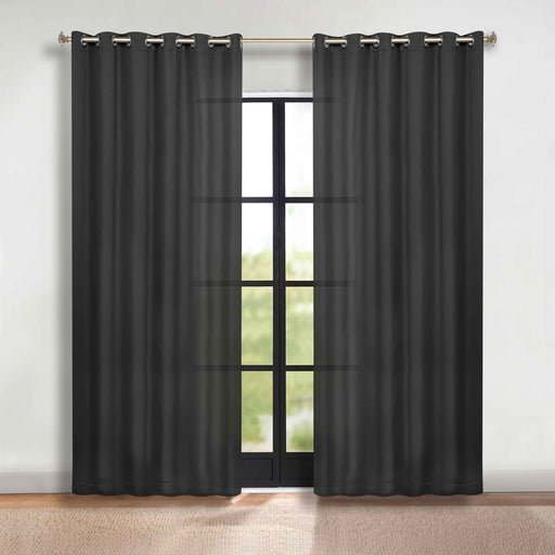 Classic Modern Solid Room Darkening Blackout Curtain Panels, Set of 2 - Black