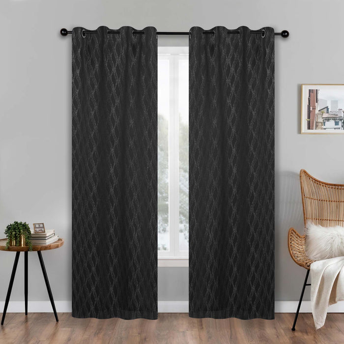 Zuri Textured Washable Room Darkening Blackout Curtain Panel Set