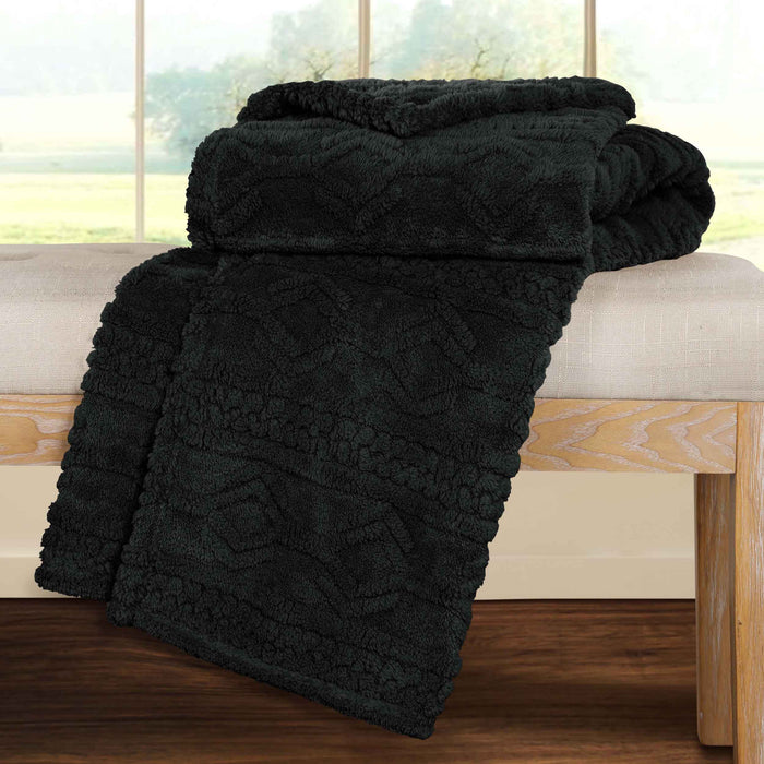 Arctic Boho Jacquard Plush Fleece Blanket