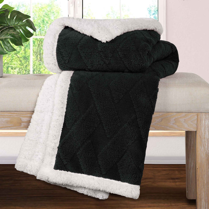 Nuuk Reversible Jacquard Lattice Plush Sherpa Fleece Blanket