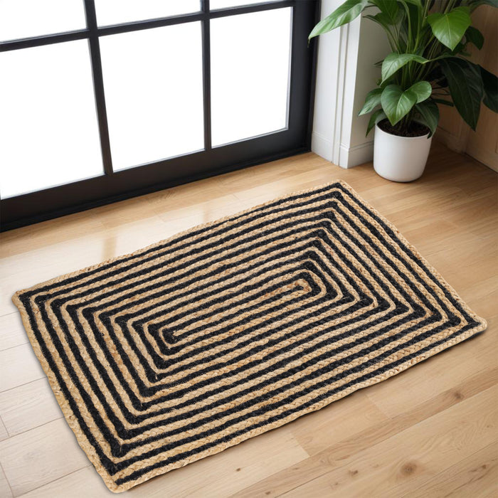 Braided Jute Reversible Handwoven Indoor Outdoor Area Rug - Black