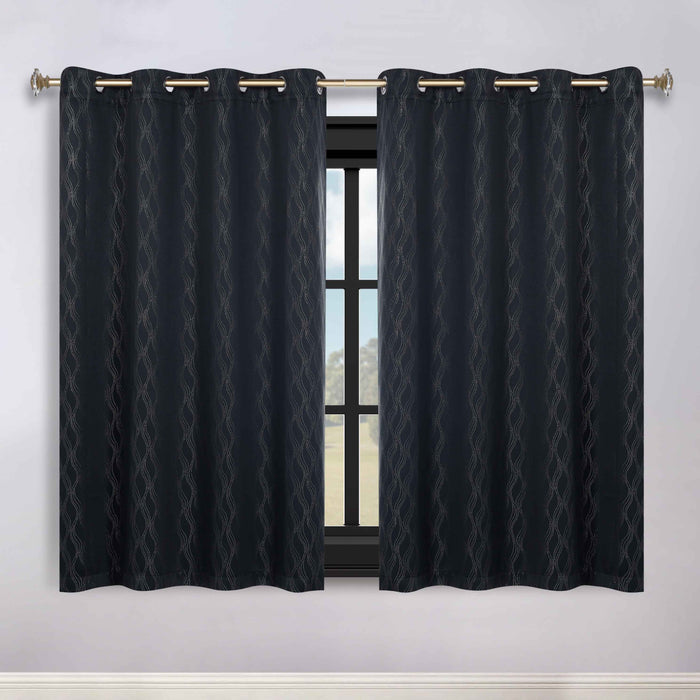 Zuri Textured Washable Room Darkening Blackout Curtain Panel Set