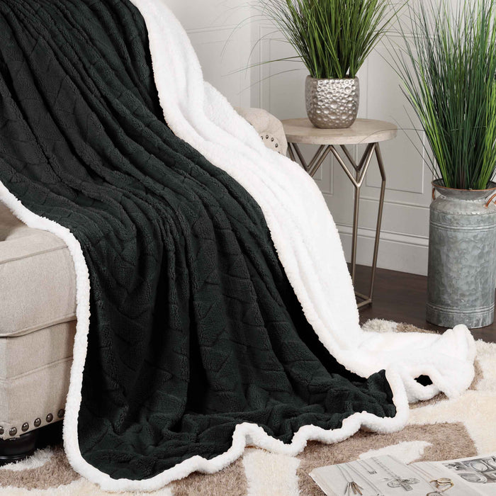 Nuuk Reversible Jacquard Lattice Plush Sherpa Fleece Blanket