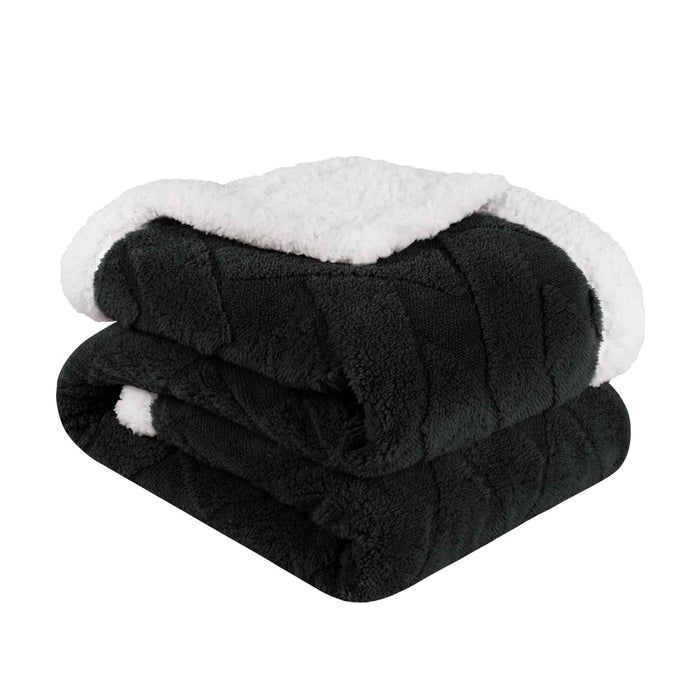 Nuuk Reversible Jacquard Lattice Plush Sherpa Fleece Blanket