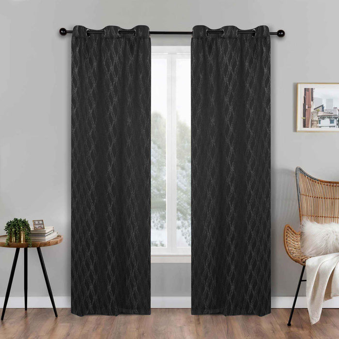 Zuri Textured Washable Room Darkening Blackout Curtain Panel Set