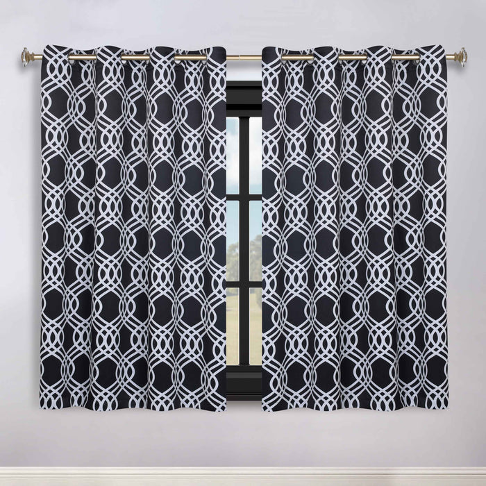 Ribbon Trellis Washable Room Darkening Blackout Curtain Panel Set