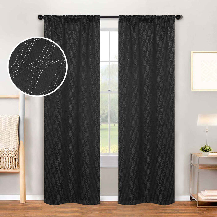 Zuri Textured Washable Room Darkening Blackout Curtain Panel Set