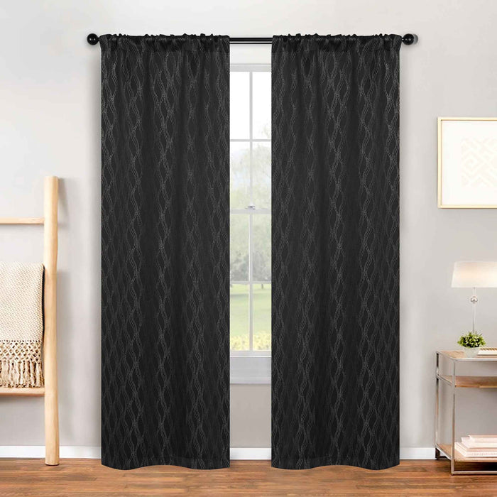 Zuri Textured Washable Room Darkening Blackout Curtain Panel Set