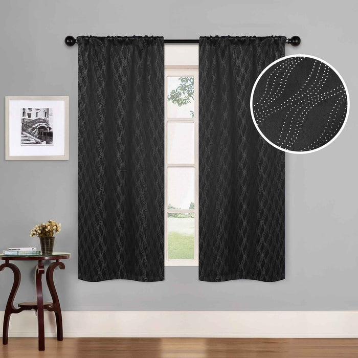 Zuri Textured Washable Room Darkening Blackout Curtain Panel Set