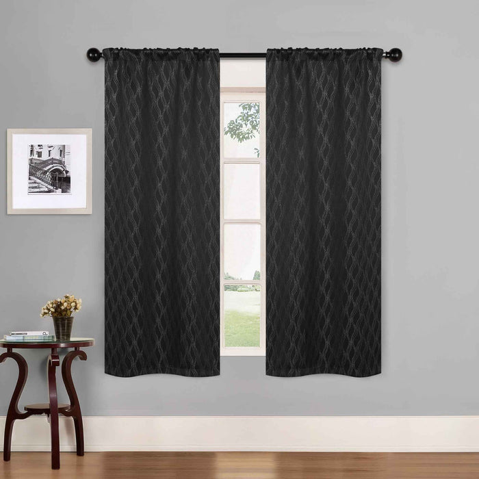 Zuri Textured Washable Room Darkening Blackout Curtain Panel Set