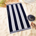 Cabana Stripe Oversized Cotton Beach Towel Set Of 2, 4, 6 - Blue