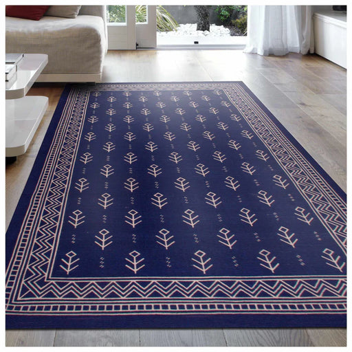 Royal Club Printed Cotton Indoor Area Rug Or Runner Rug - Blue