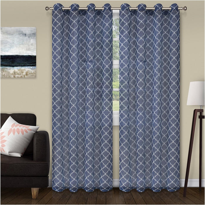 Trellis Sheer Grommet Curtain Panel Set