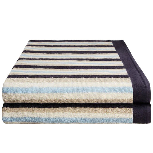 Cotton Stripe 2 Piece Bath Towel Set - Blue
