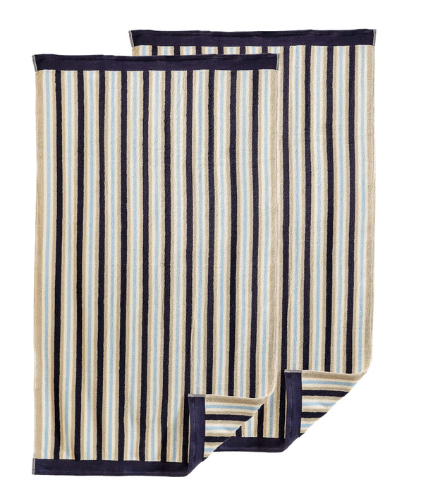 Cotton Striped 2 Piece Bath Sheet Set