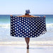 Polka Dot Cotton Oversized 4 Piece Beach Towel Set - Blue