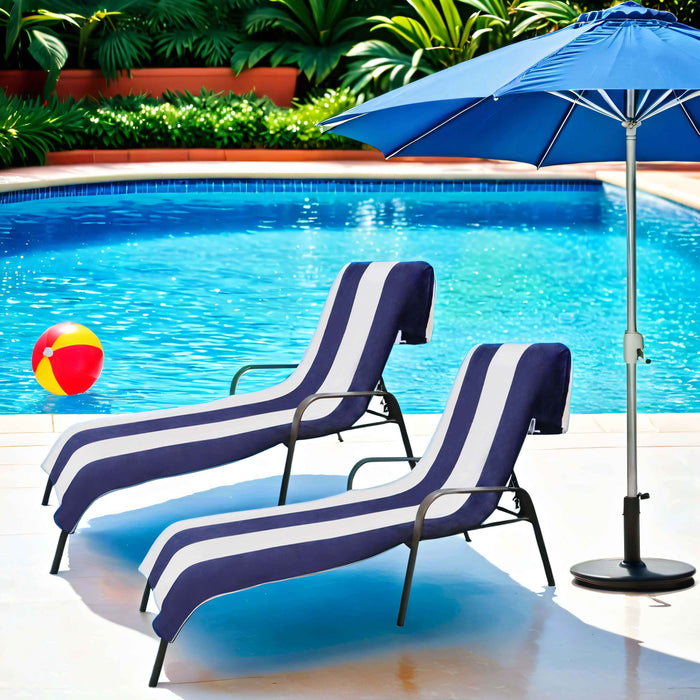 Cabana Striped Cotton Standard Size Towel / Chaise Lounge Chair Cover - Blue