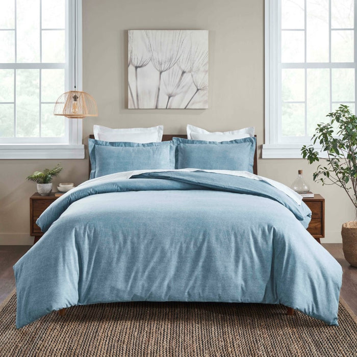 Melange Flannel Cotton Two-Toned Brushed Duvet Cover Set