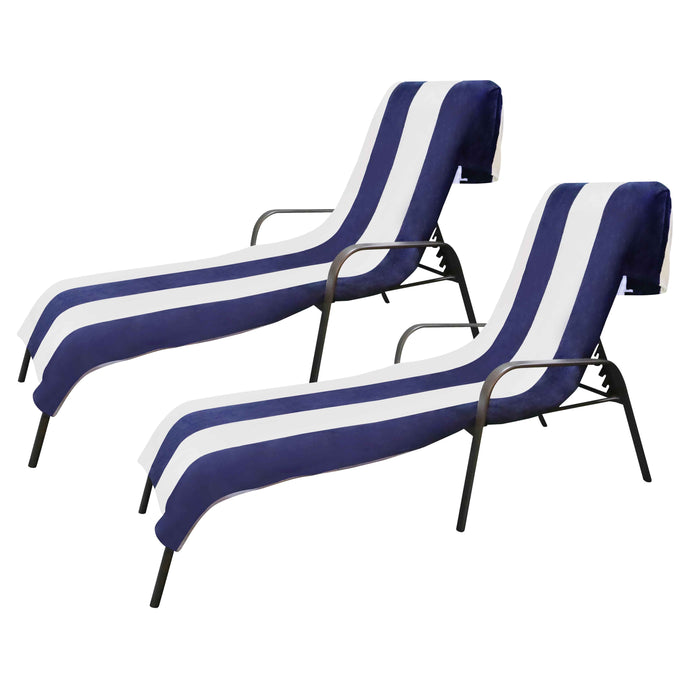 Cabana Striped Cotton Standard Size Towel / Chaise Lounge Chair Cover - Blue