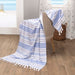 Racer Stripe Fouta 2 Piece Beach Towel Set with Tassels - RoyalBlue