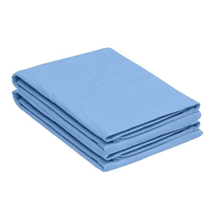 Solid Flannel Cotton Pillowcases, Set of 2 - Blue