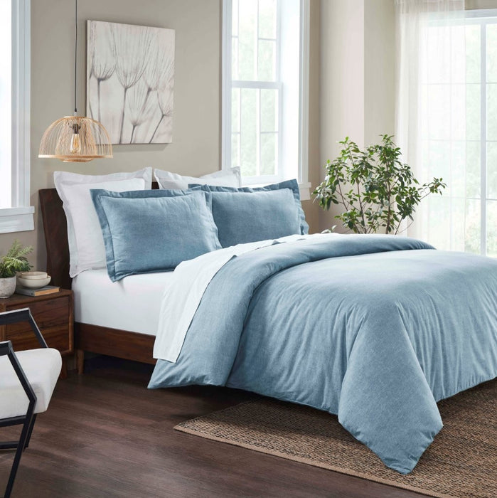 Melange Flannel Cotton Two-Toned Brushed Duvet Cover Set